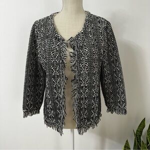 Lineamaglia Cardigan Fringe Knit Wool Alpaca Acrylic Nylon Blend Women’s L